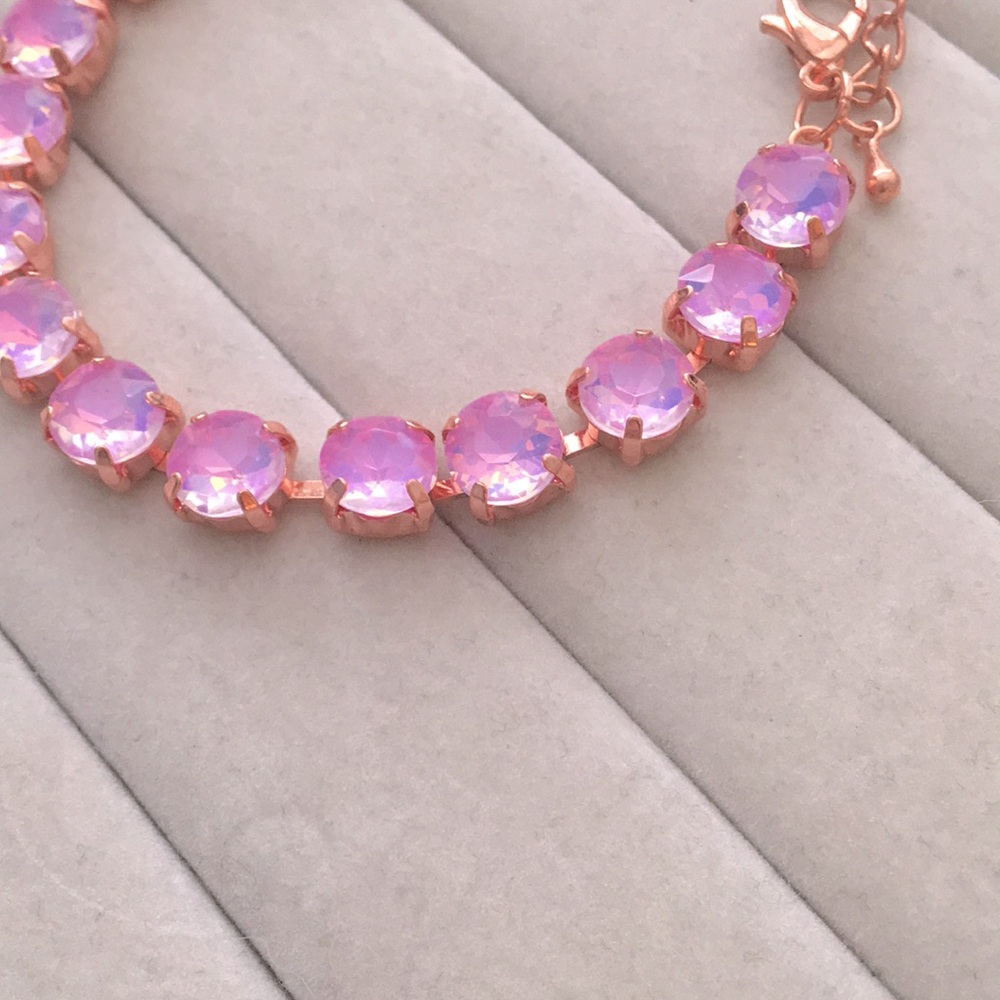 Pink-Purple Opal Aurora Borealis + Rose Gold Crystal Tennis Bracelet - Picture 10 of 10